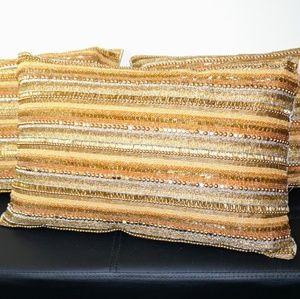 NEW!! Gold beaded accent pillow